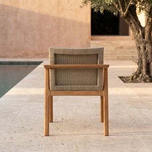 Chaise de salle à manger en teck massif tressé à la main avec corde en oléfine, résistante aux intempéries, pour hôtels et villas de luxe, qualité commerciale US/UE - Product Image 6