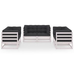 Ensemble salon de jardin blanc et anthracite 4 places, mobilier d'extérieur moderne, structure en bois, design à panneaux - Product Image 3