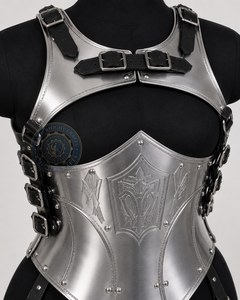 Stainless Steel Armor Shoulder Pauldron Silver Plated Polished Antique Warrior <b>Costume</b> Piece - Product Image 3