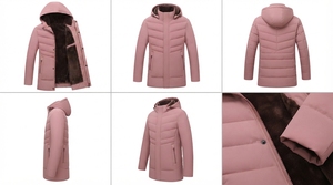 Men's Winter Hooded Puffer <b>Jacket</b> <b>with</b> Soft <b>Fleece</b> <b>Lining</b> Windproof Thermal Coat - Product Image 5