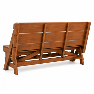 Solid Wood <b>Outdoor</b> Garden <b>Bench</b> with Backrest, Rustic Modern Patio Furniture for Cafe, Restaurant and Home - Product Image 2