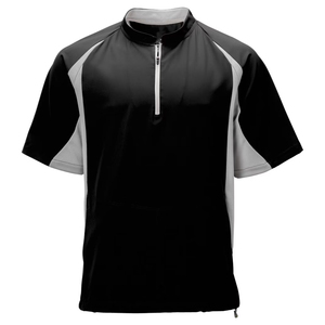เสื้อแจ็คเก็ตเบสบอลแขนสั้นผู้ชาย สีดำ แบบซิป ¼  วินด์เบรกเกอร์  สำหรับเล่นกีฬา ฝึกซ้อม  แบบสวมหัว  รับสกรีนโลโก้ - Product Image 2