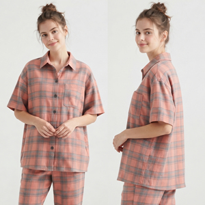 <b>Check</b> Plaid <b>Flannel</b> <b>Shirt</b> <b>Women</b> Night Sleepwear Button Down <b>Shirts</b> Ladies 100% Long Sleeve Night <b>Flannel</b> <b>Shirt</b> <b>Women</b> - Product Image 1