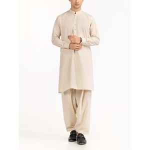 Shalwar Kameez classique pour homme, manches longues, tenue ethnique traditionnelle, tissu confortable pour la prière, usage décontracté et formel. - Product Image 1