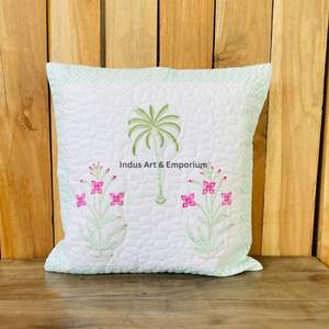 Funda de Cojín Cuadrada Decorativa de Algodón con Estampado a Mano Indio, Acolchada, 40 x 40 cm - Product Image 5