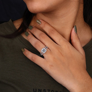 Vintage 18K White Gold <b>Solid</b> Gold Engagement Ring Lab Grown Diamond Split Shank Pave Setting IGI Certified Anniversary Weddings - Product Image 2