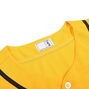 Camiseta de Béisbol Amarilla de Manga Corta con Cuello en V y Botones, Unisex, Absorbente de Humedad, Ropa Deportiva de Poliéster, Talla Adulto S - Product Image 3