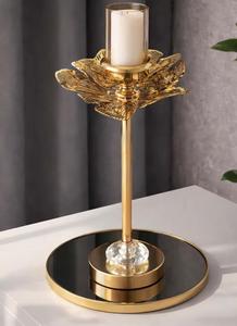 Juego de Candelabros de Metal Dorado con Base de Cristal, Forma Redonda, Resistentes al Calor, Decoración para el Hogar - Product Image 4