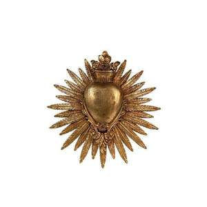 Gold Silver Sacred Heart <b>Wall</b> Art Radiating Heart Rays Metal Milagro Plaque Mexican Folk Art Home Decor - Product Image 5