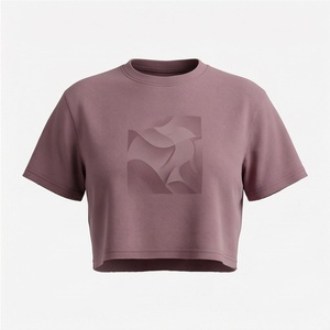 เสื้อครอปท็อปผ้าฝ้ายสีตามสั่งสำหรับผู้หญิง ระบายอากาศได้ดี แห้งเร็ว แขนเสื้อเข้ารูป สไตล์สตรีทแวร์ ฟิตเนส ออกกำลังกาย เสื้อยืดแอคทีฟแวร์ - Product Image 1