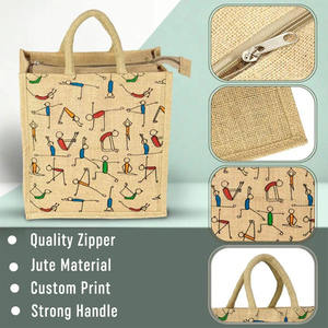 Durable Reusable Jute Handbag Lightweight Foldable Natural Fiber Unisex Carry <b>Bag</b> for Daily Shopping Travel and Casual Outings - Product Image 2