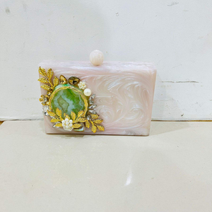 Elegante Bolso de Mano de Resina Hecho a Mano con Decoración de Flores de Diamantes, Cierre Magnético Impermeable, Color Personalizable, Estilo Brillante - Product Image 5