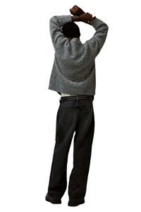 กางเกงยีนส์ทรงแบ็กกี้เข้ารูปผ้าฝ้าย100% สำหรับผู้ชายกางเกงผ้าเดนิมสีดำแบบโค้งมนดีไซน์ใหม่ - Product Image 5