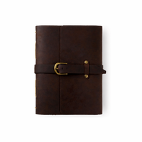 Journal artisanal en cuir brun épais avec stylo - Livre des Ombres vintage et carnet de croquis en papier à bords festonnés antique