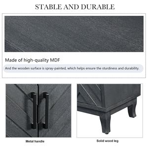 Vintage Style 4-Door Wooden Accent Storage Cabinet Thickened <b>Sideboard</b> with Lacquer Finish Stronger Buffet Design - Product Image 4