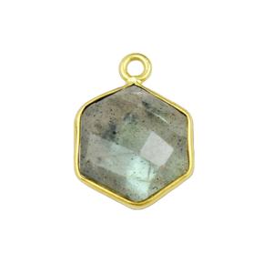 Colgante de Labradorita Hexagonal con Engaste de Plata de Ley 925 para Collar DIY, Venta al por Mayor de Joyería - Product Image 1