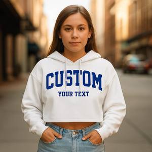 Sudadera con Capucha Corta Personalizada de Invierno, Estilo Universitario, con Logotipo Frontal, 100% Algodón - Product Image 2