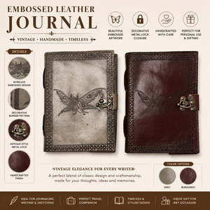 Handcrafted Embossed <b>Leather</b> Journal 5x7 Inch Antique Lock Notebook Sketchbook Gift <b>Diary</b> - Product Image 6