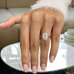 Unique Pave Moissanite 3CT Radiant Cut Diamond Classic Halo <b>Ring</b> Original <b>925</b> <b>Silver</b> Fine Vintage Style Gift For Partner Charms - Product Image 2