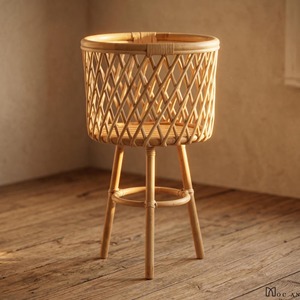Macetero de Ratán de Alta Calidad con Base, para Uso en el Hogar, Entrada de Jardín y Decoración Interior de Restaurantes, Acabado Natural - Product Image 6