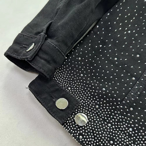 High Quality Men's Custom Outdoor Denim <b>Jacket</b> 100% Cotton Lightweight Windproof New Design Stand Collar Denim <b>Rhinestone</b> <b>Jacket</b> - Product Image 5