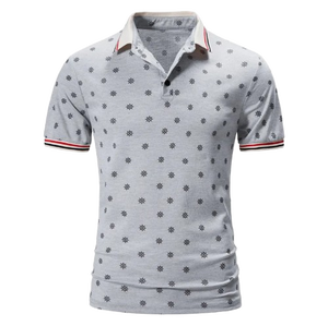 เสื้อโปโลพิมพ์ลายดอกไม้สำหรับผู้ชาย แขนสั้น คอปกคลาสสิก สวมใส่สบาย เหมาะสำหรับใส่ในชีวิตประจำวัน - Product Image 1