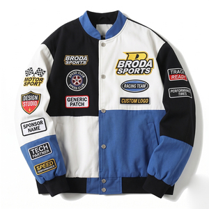 Blousons d'hiver coupe bomber en coton pour hommes, coupe grande taille, avec logo brodé personnalisé OEM, style course Nascar, coupe-vent, vente en gros 2026 - Product Image 5
