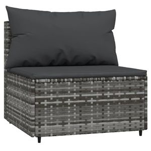 Juego de Muebles de Jardín de 3 Piezas en Poliratán Gris con Cojines - Product Image 6