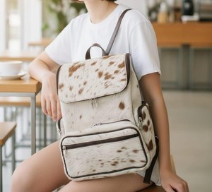Custom Made Design Real Cowhide Leather Hair On <b>Backpack</b> Bag style Double Perfect Warm Windproof Brown Hair On <b>Backpack</b> Bag - Product Image 1