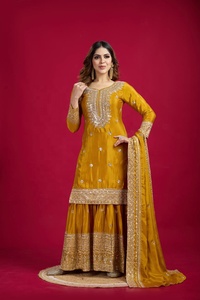 Salwar Kameez Tradicional Pakistaní Indio para Mujer, Seda Chinnon Pesada, Completamente Cosido, Listo para la Temporada de Bodas y Festivales FATEMA - Product Image 2