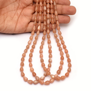 Piedras de Luna Melocotón AAA+ de 5x8mm-7x10mm, Cuentas Briolette en Forma de Lágrima, Gema Semipreciosa Natural, Cuentas Facetadas para Fabricación de Joyas - Product Image 3