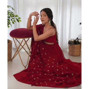 SSR Designer Heavy Red Dupatta Party Wear Gown with Bottom for <b>Prom</b> <b>Dresses</b> Size M - Product Image 4