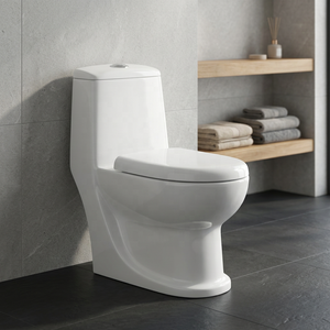 Inodoro de cerámica moderno de una pieza, montado en el suelo, con asiento de cierre suave para proyectos residenciales y hoteleros - Product Image 6