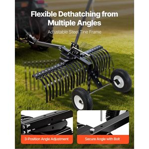 Rastrello Paesaggistico Trainabile da 48 Pollici con Altezza Regolabile, Denti in Acciaio Resistente per ATV, Tosaerba e Trattori, 24 Rastrelli per Prato - Product Image 5