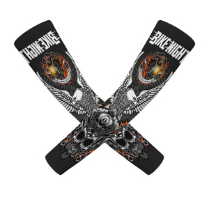 Manchons de cyclisme noirs imprimés crâne et aigle, anti-UV, unisexe, taille adulte, en polyester, impression par sublimation - Product Image 3