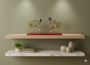 Figurine artisanale en verre de vache et de taureau, décoration de luxe pour la maison, cadeau, objet de décoration pour mariage, anniversaire, Saint-Valentin, export, présentation sur table - Product Image 4