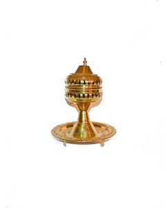 Quemador de Incienso Marroquí Árabe de Latón Dorado, Forma Delgada, Técnica de Tallado Grabado, Regalo Promocional para Bakhoor y Oud - Product Image 2