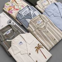 Veste boutonnée décontractée pour homme, col camp, 100 % polyester, manches courtes, style resort/plage, tailles S à 2XL, vente en gros OEM ODM