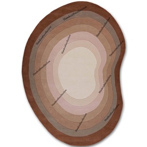 Abstract Topographic Brown Area <b>Rug</b> Sculpted Organic Form Contemporary Hand Tufted Premium Wool Carpet for Bedroom Living <b>Space</b> - Product Image 1