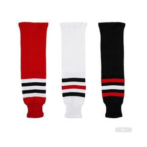 Unisex Ice Hockey <b>Socks</b> Color Blocked Striped Design Red <b>White</b> Black Adult All Seasons Polyester Apparel - Product Image 3