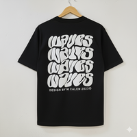 T-shirt décontracté rose pour homme avec imprimé lettres vagues au dos, coupe classique, manches courtes, col rond, en jersey de coton