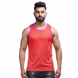 Factory Price Breathable Men Sports Mesh Sleeveless Mesh <b>Singlets</b> for Men Transparent Vest for Sale Transparent Vest - Product Image 1