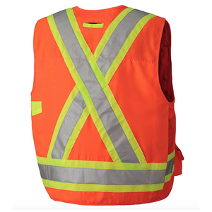 Chaleco de Seguridad Reflectante Naranja para Hombre, Transpirable, de Poliéster, con Bolsillos, Informal, para Verano, Reversible, con Cuello en V - Product Image 2