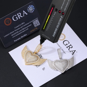 Colgante de Corazón Alado de Moissanita - Colgante de Corazón de Moissanita VVS, Joyería de Plata 925 Estilo Drip Streetwear, Colgante de Corazón de Plata - Product Image 4