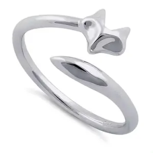 Kostenloser Versand 925 Sterling-Silber Katze Fox-Gesichtswickel-Ring niedlicher Katzenfinger-Ring Silber Rose vergoldeter Schmuck zum Werkspreis