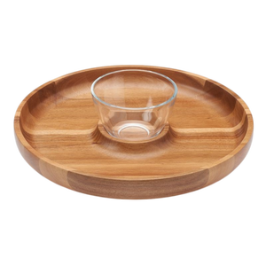 Elegante bandeja redonda de madera decorativa con 1 taza ecológica para decoración del hogar, para vajilla, para regalo. - Product Image 1