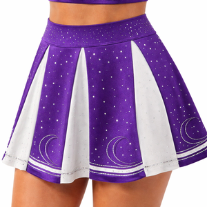 Uniformes de Porristas All-Star para Mujer, Impresos por Transferencia de Calor, Color Personalizado, Conjunto de Dos Piezas, Falda y Top, Poliéster/Algodón, Venta al Por Mayor - Product Image 6