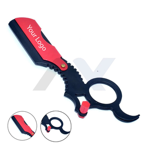 Professional Barber Straight Razor Stainless Steel <b>Single</b> Ring Handle Black Powder Coated Shavette Straight Edge Razor Salon - Product Image 2