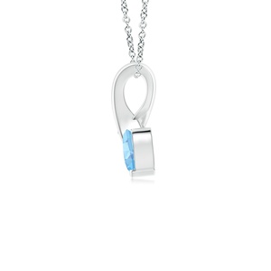 Natural Heart Cut Aquamarine And Round Cut Diamond in Ribbon Style Bale 14K <b>Gold</b> <b>Pendant</b> IGI Certified Gemstone <b>Pendant</b> Necklace - Product Image 2