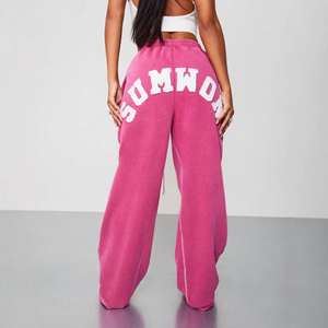 wholesale straight waistband <b>drawstring</b> women pants loose patch embroidery logo stacked baggy lady <b>trousers</b> sweatpants - Product Image 3